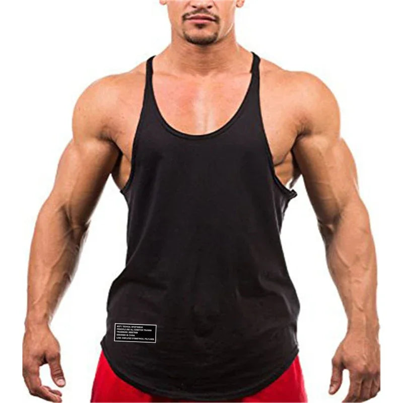 Y-Back Cotton Tank Top Men’s Sleeveless Fitness Shirt