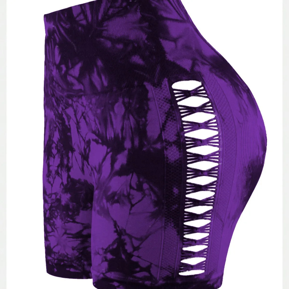 Seamless Tie-Dye Sports Shorts – High Waist Peach Lift for Running & Yoga