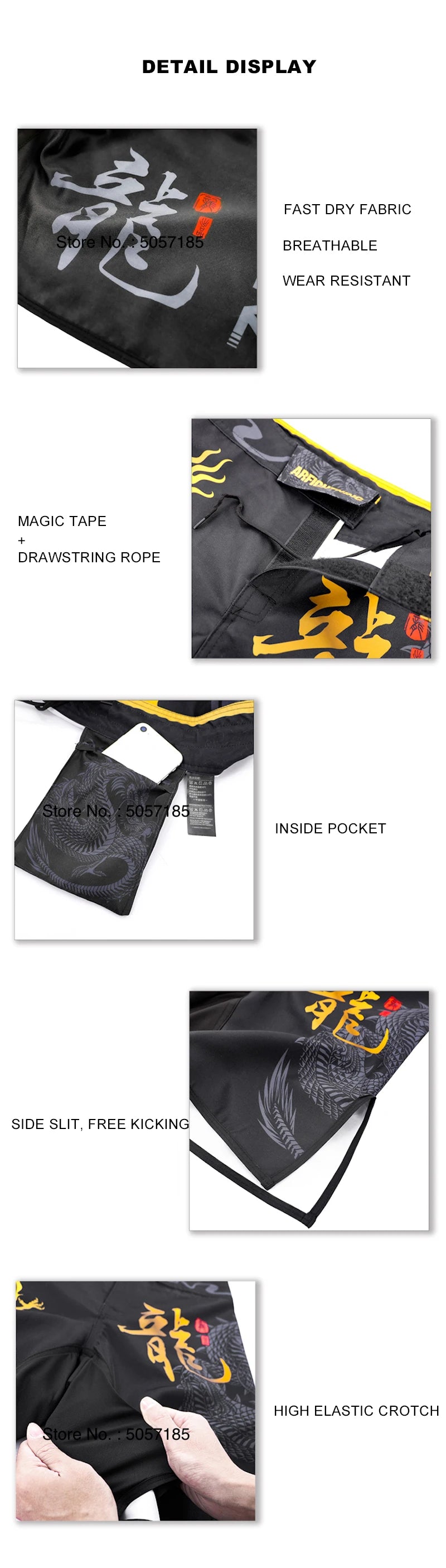 MMA Shorts Jiu Jitsu Muay Thai Pants Men's Fight Shorts Martial Arts BJJ Grappling Kickboxing Fighting Boxing Training Trunks