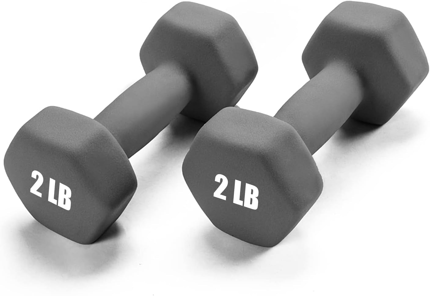 Set of 2 Neoprene Dumbbells Anti-Slip, Anti-Roll, Hex Shape (2 pounds)